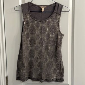Banana Republic Gray Lace Tank M